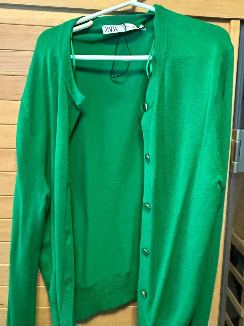 ZARA Emerald Green Button-Front Cardigan